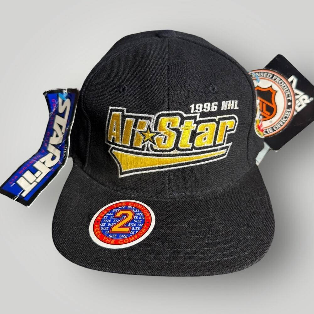Vintage Starter NHL Fitted Hat Size 7–7 3/4 Black White Hockey Cap